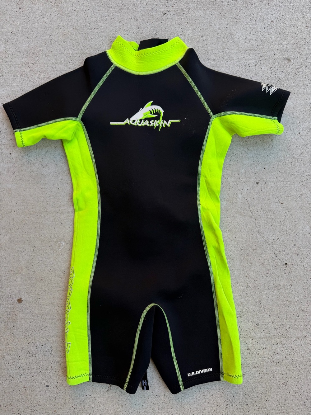 U.S. Divers Aqua Skin Youth Wetsuit 3/2mm Shorty Black Neon Yellow M